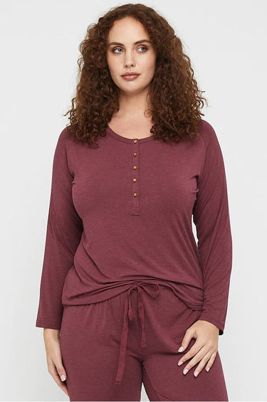 Organic Bamboo Long Sleeve Nursing Henley Top